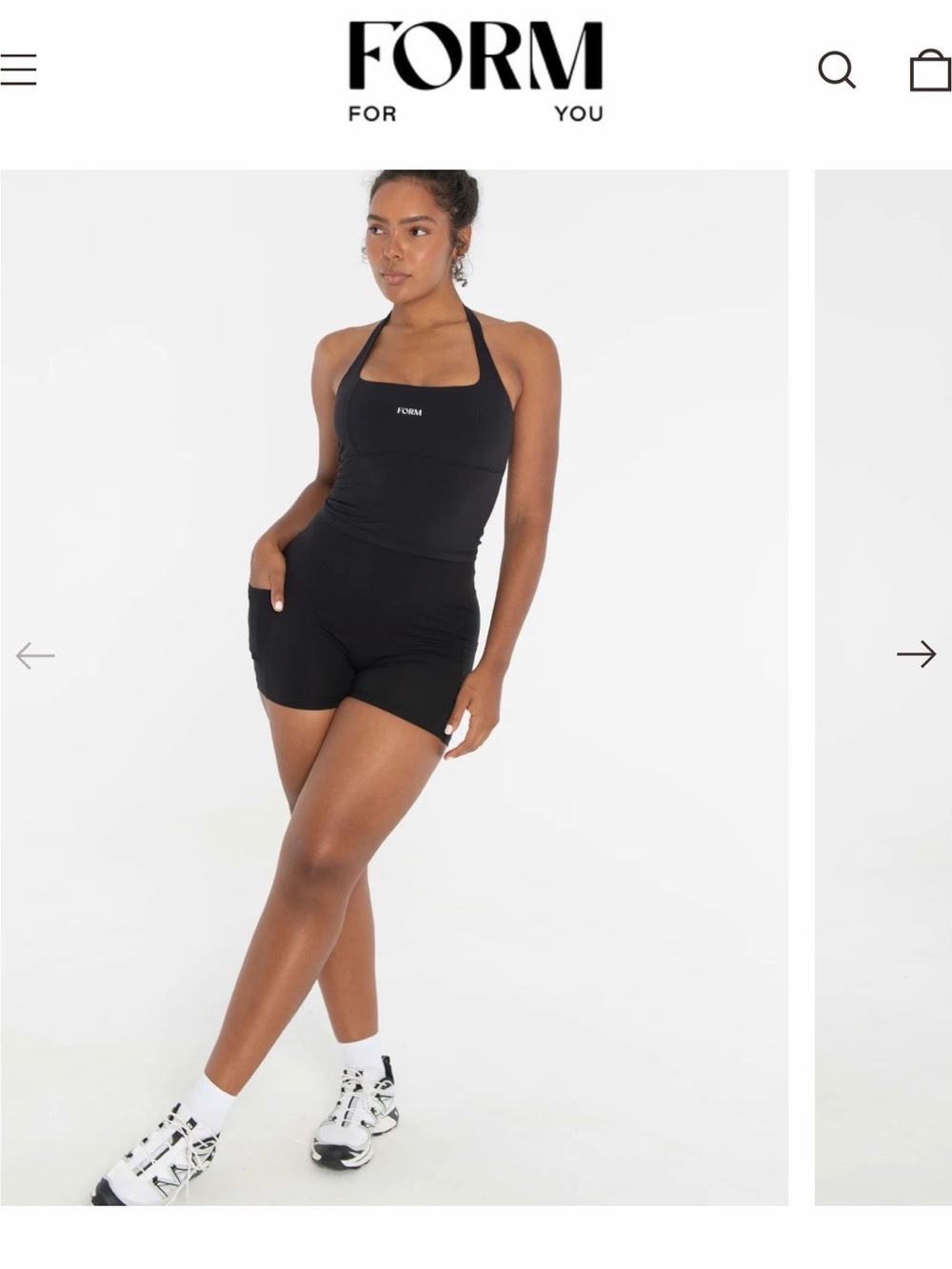 FORM Black High-Rise Active Shorts with Side Pockets